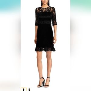 American Living black lace and velvet mini dress